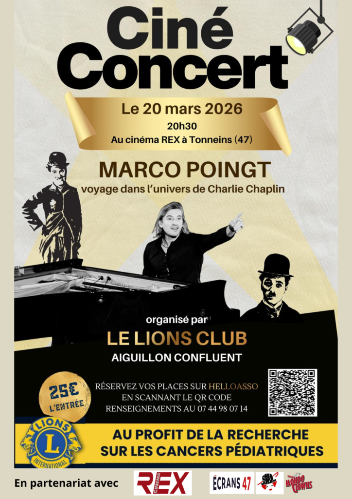 Ciné Concert Chaplin -Marco Poingt – Cinéma Rex-Tonneins 20 mars 2026